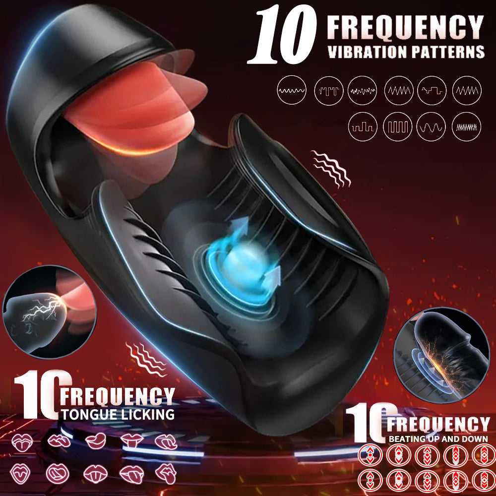 Black Master Glans Tongue Licking Pulsive Flapping Massager
