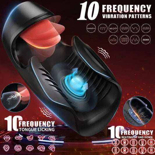 Black Master Glans Tongue Licking Pulsive Flapping Massager