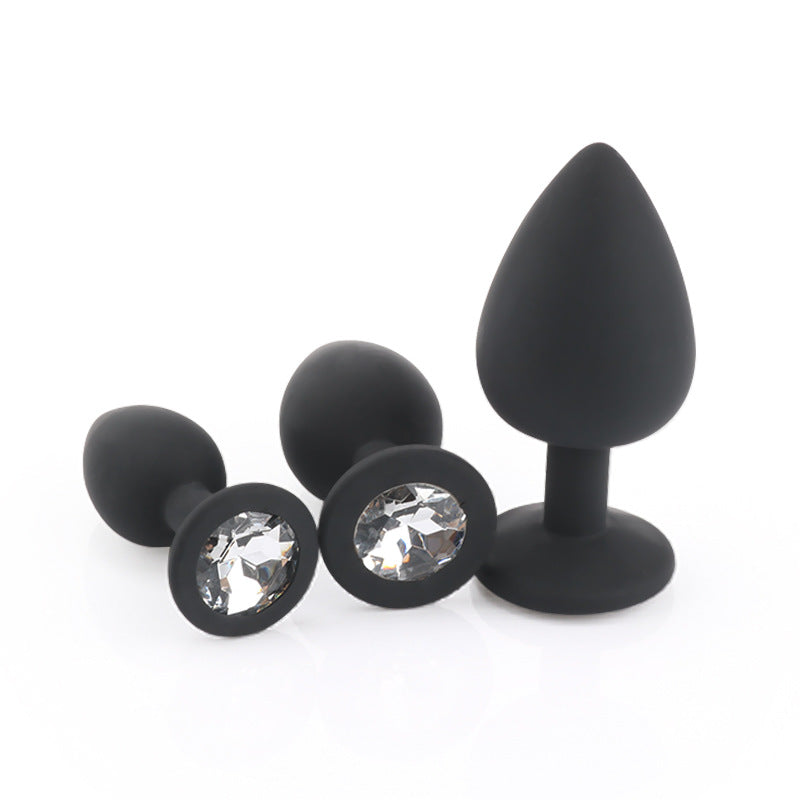 High Quality Black Silicone With White Diamond Anal Plug Sex Toy UAE High Quality Black Silicone With White Diamond Anal Plug Sex Toy UAE