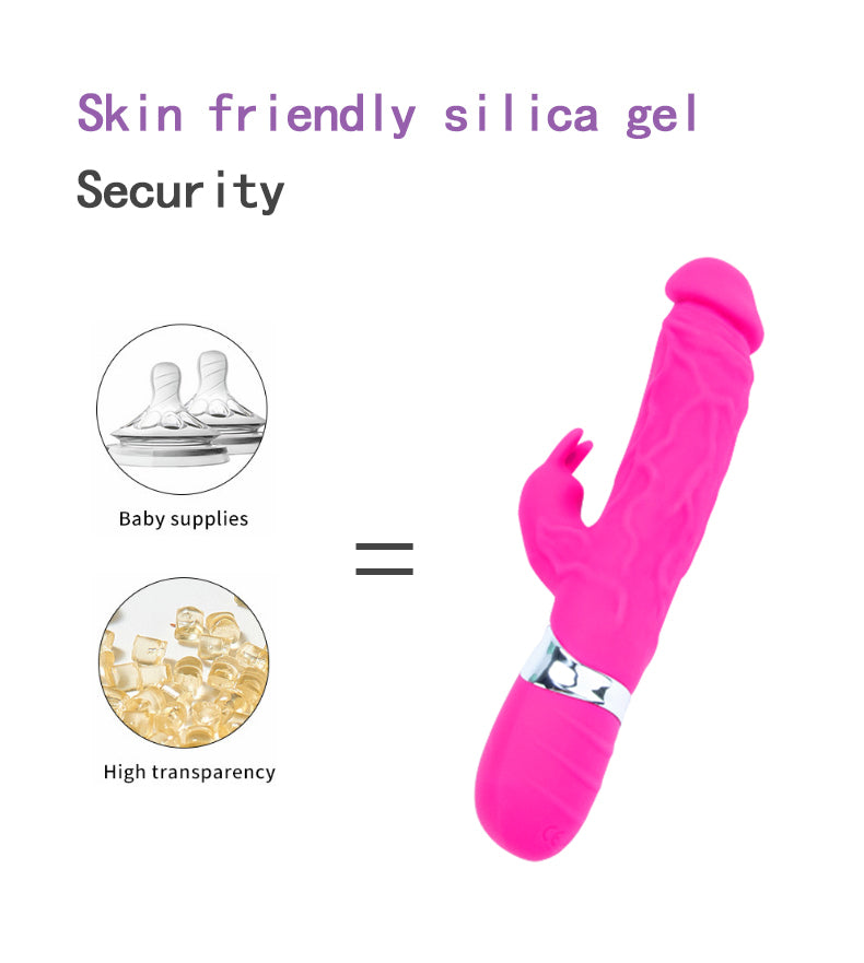 Rabbit Ears Waterproof Silicone Penis Shape Vibrator
