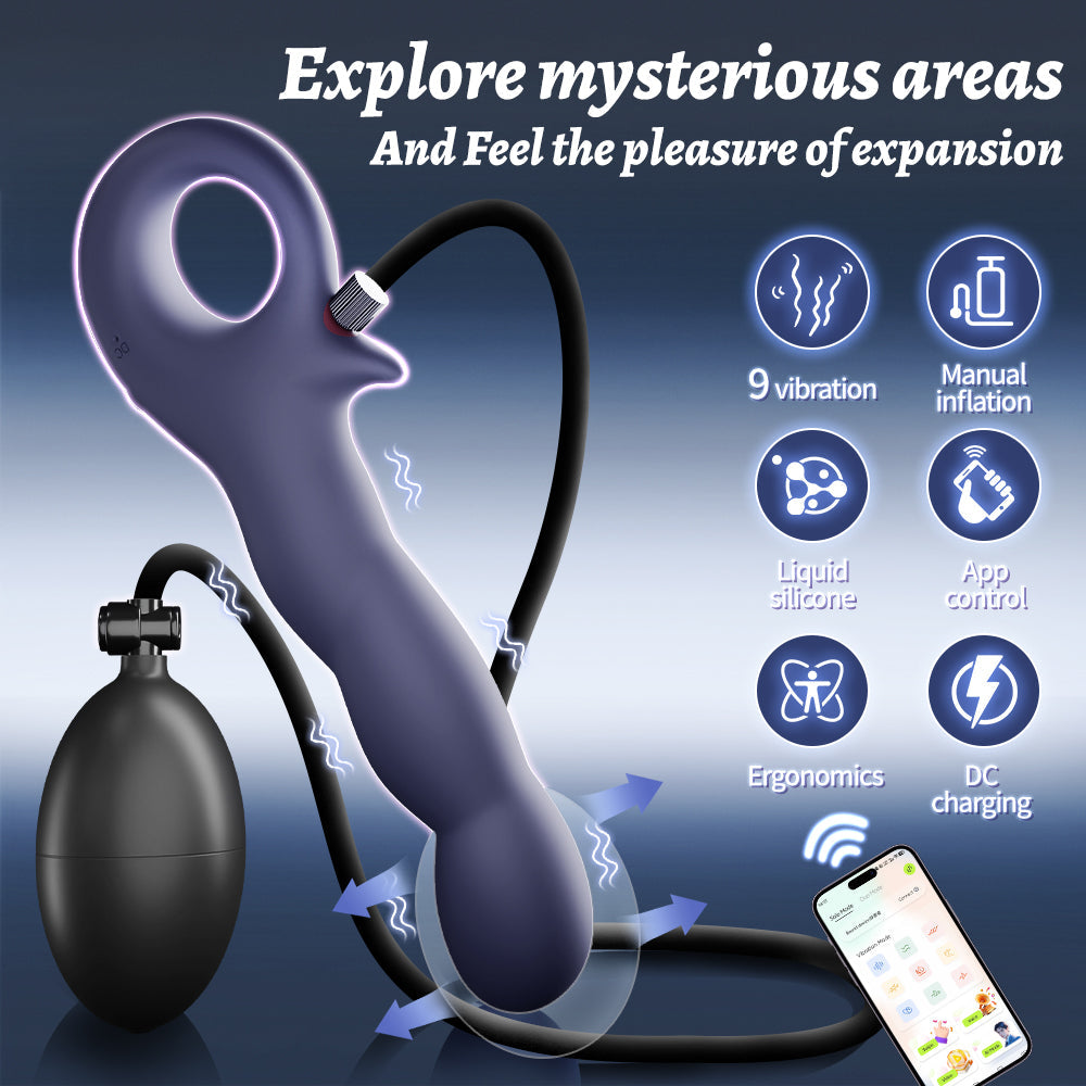 Explorer Inflating Air Pump Expandable Anal Plug Vibrator