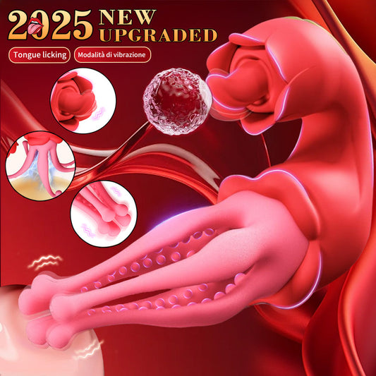 Multiple Pleasures Flower Shape Tongue Licking Swinging Vibrator