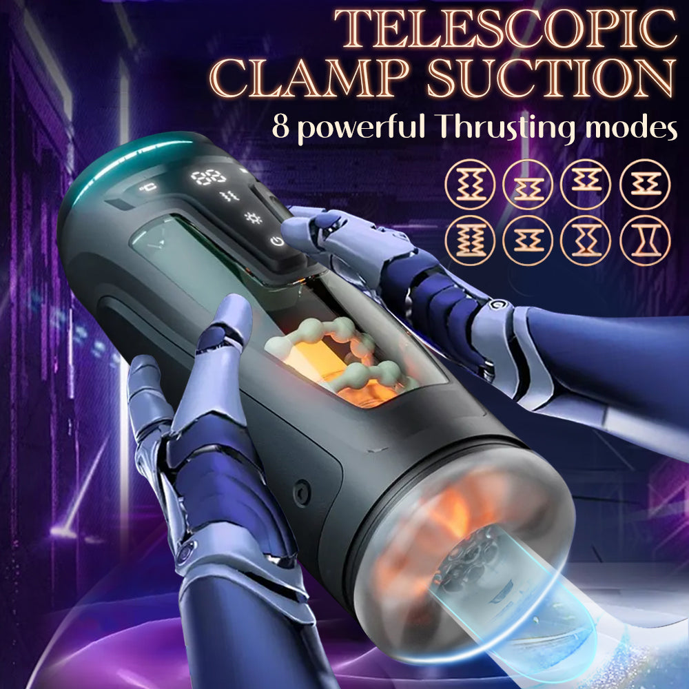 Telescopic Rotating Sucking LCD Digital Display Masturbator