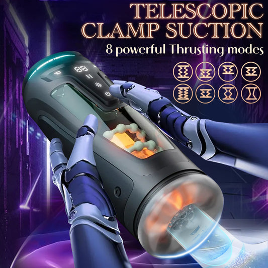 Telescopic Rotating Sucking LCD Digital Display Masturbator