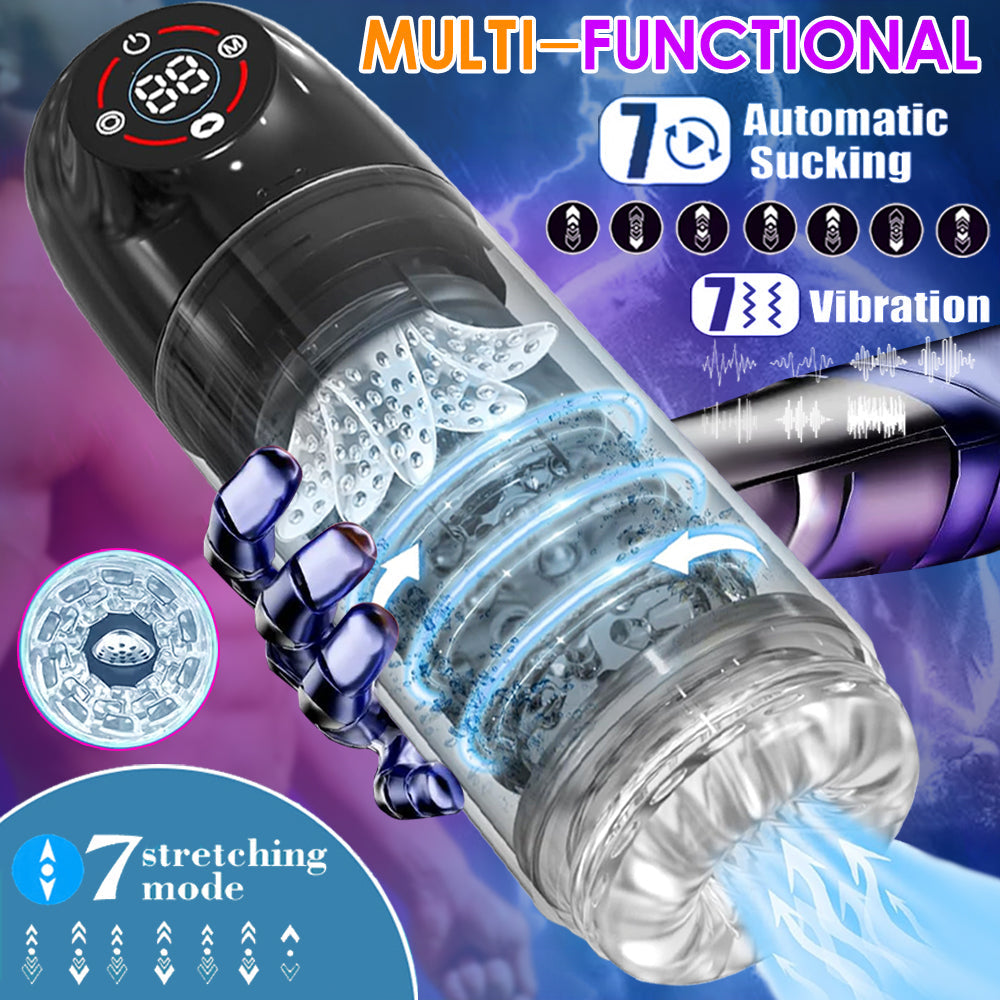 IPX7 Waterproof Thrusting Rotating Sucking Licking Masturbator