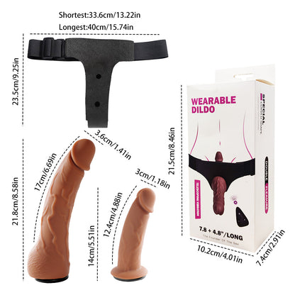 Remote Controlled Vibrating Telescopic Wearable Dildo Combo