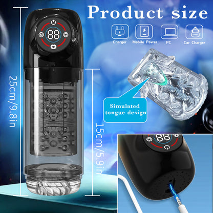 IPX7 Waterproof Thrusting Rotating Sucking Licking Masturbator