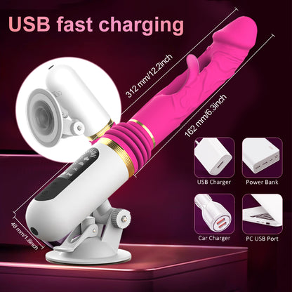 USB Fast Charging Multifunction Thrusting Licking Dildo Vibrator