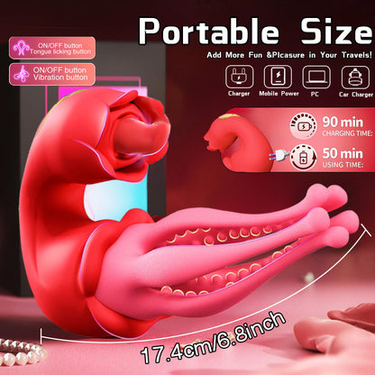 Multiple Pleasures Flower Shape Tongue Licking Swinging Vibrator
