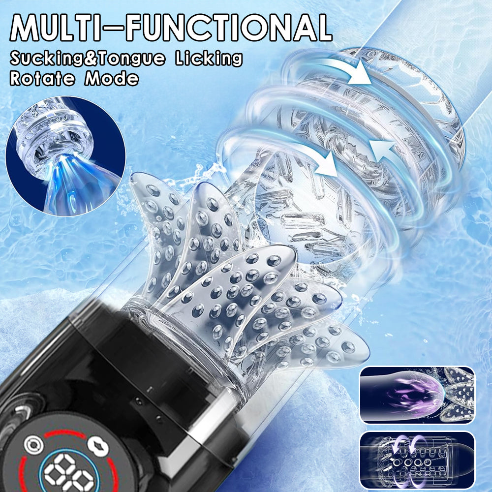 IPX7 Waterproof Thrusting Rotating Sucking Licking Masturbator