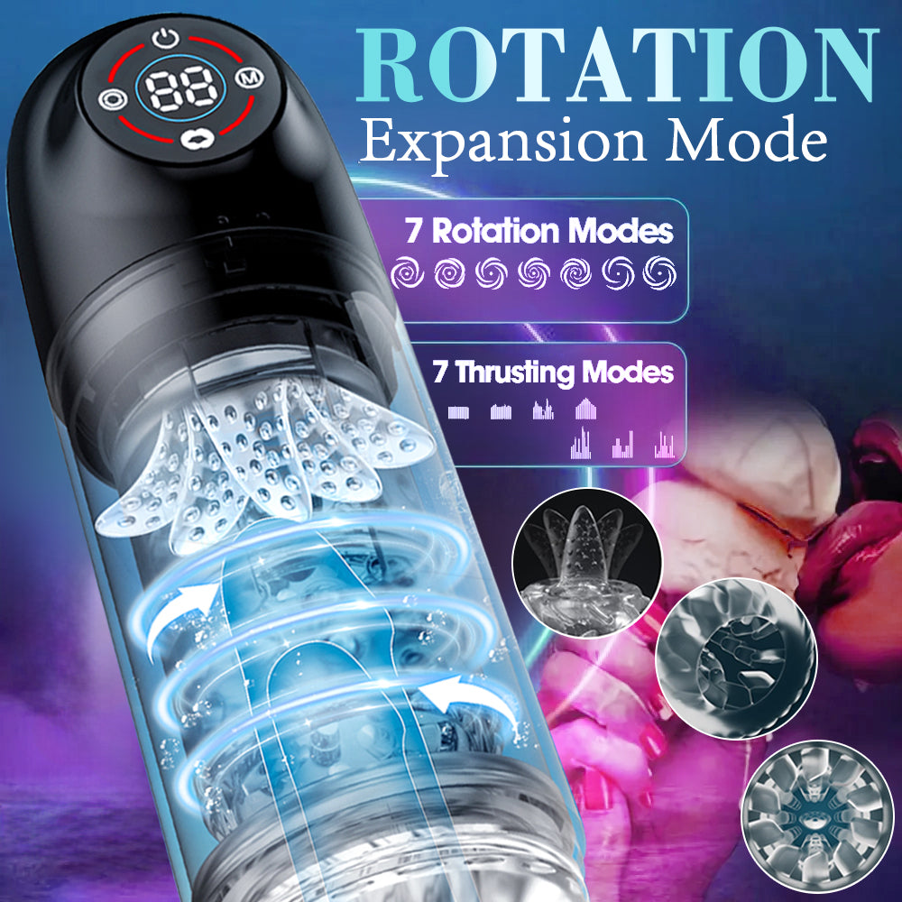 IPX7 Waterproof Thrusting Rotating Sucking Licking Masturbator