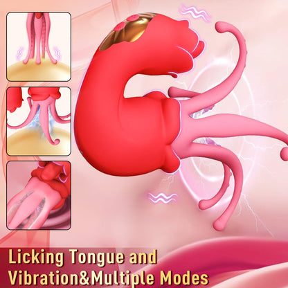 Multiple Pleasures Flower Shape Tongue Licking Swinging Vibrator