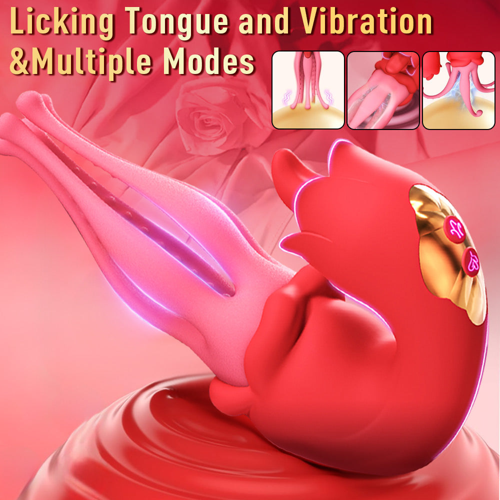 Multiple Pleasures Flower Shape Tongue Licking Swinging Vibrator