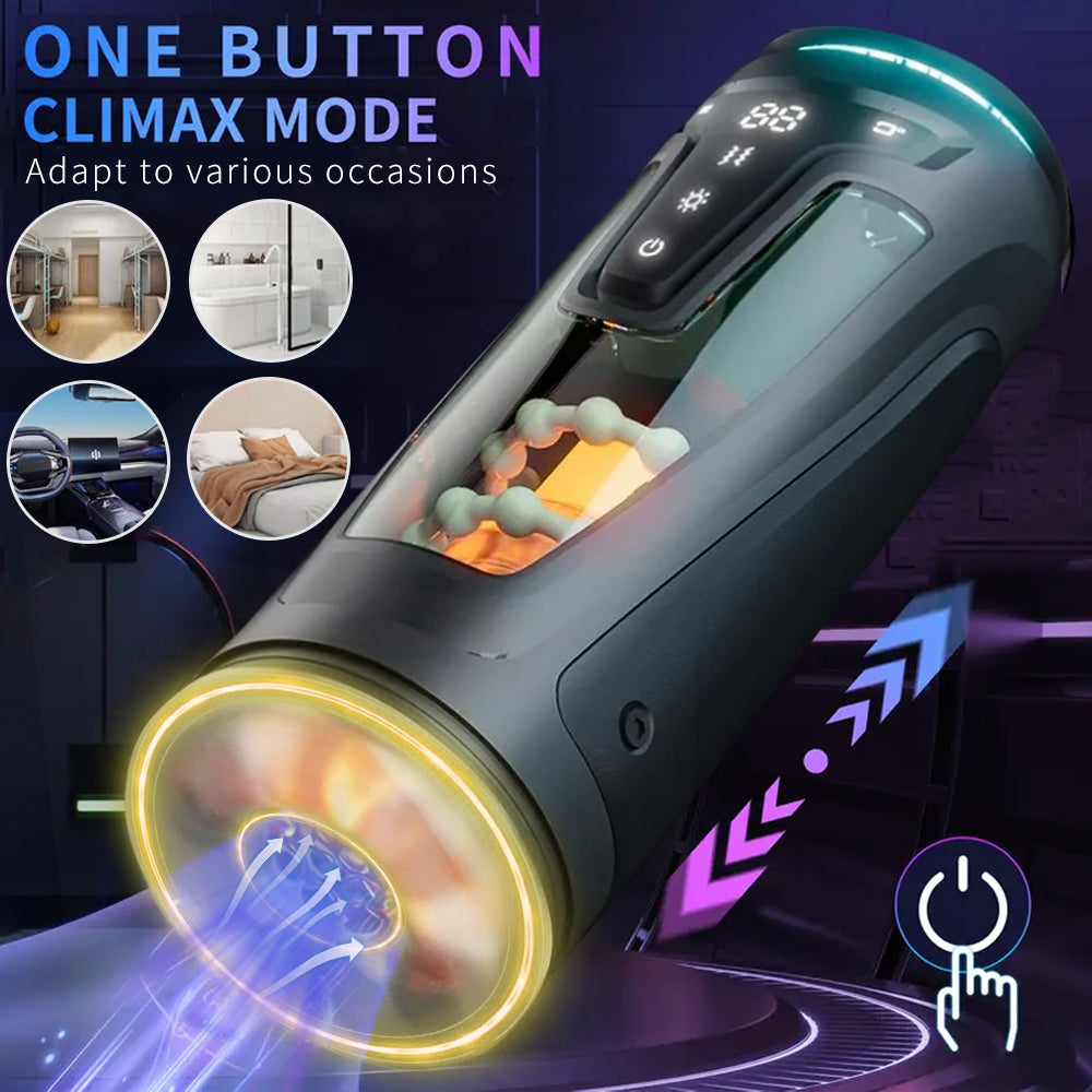 Telescopic Rotating Sucking LCD Digital Display Masturbator