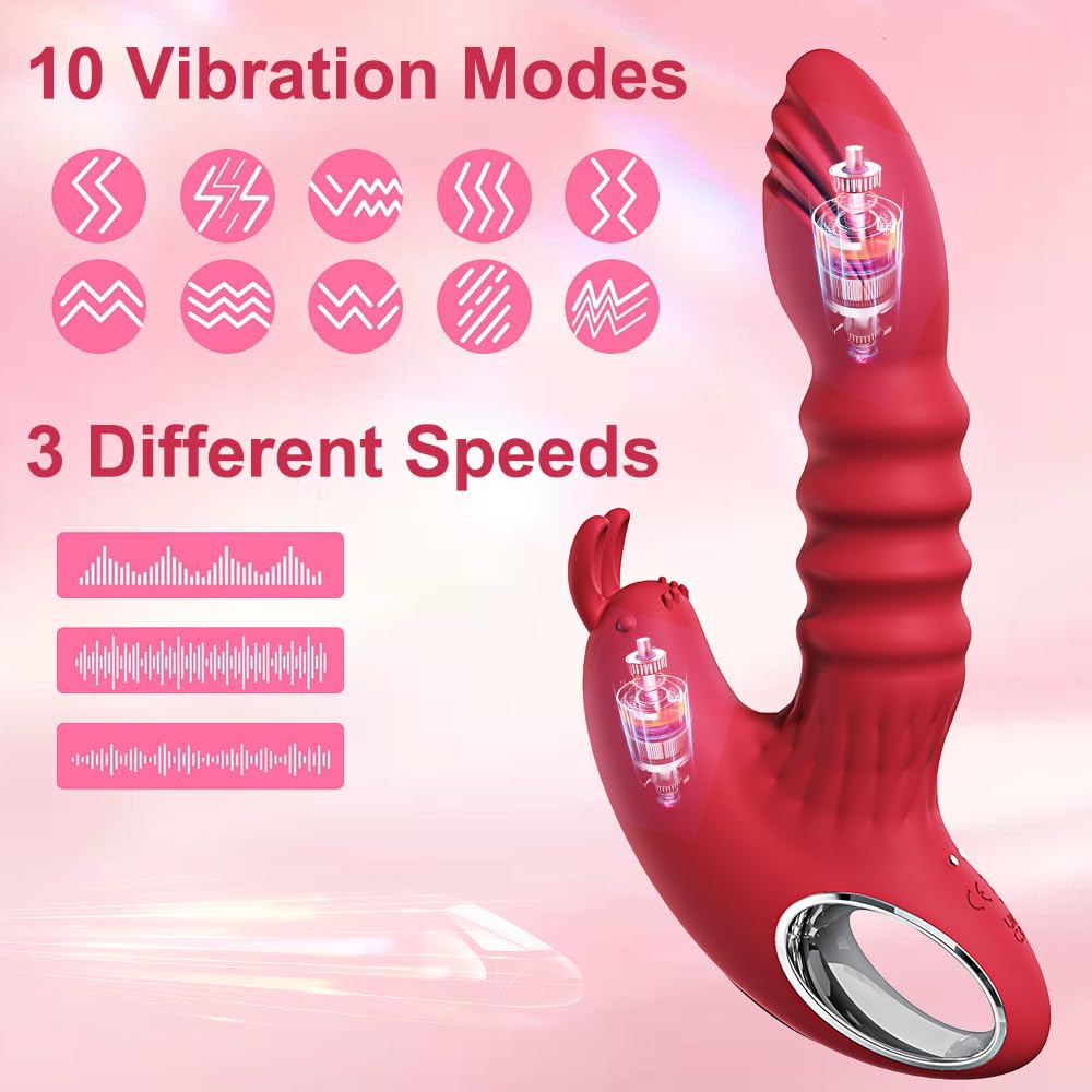 Rabbit Ears Clitoral Vaginal Thrusting Dildo Vibrator