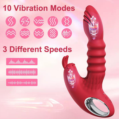 Rabbit Ears Clitoral Vaginal Thrusting Dildo Vibrator