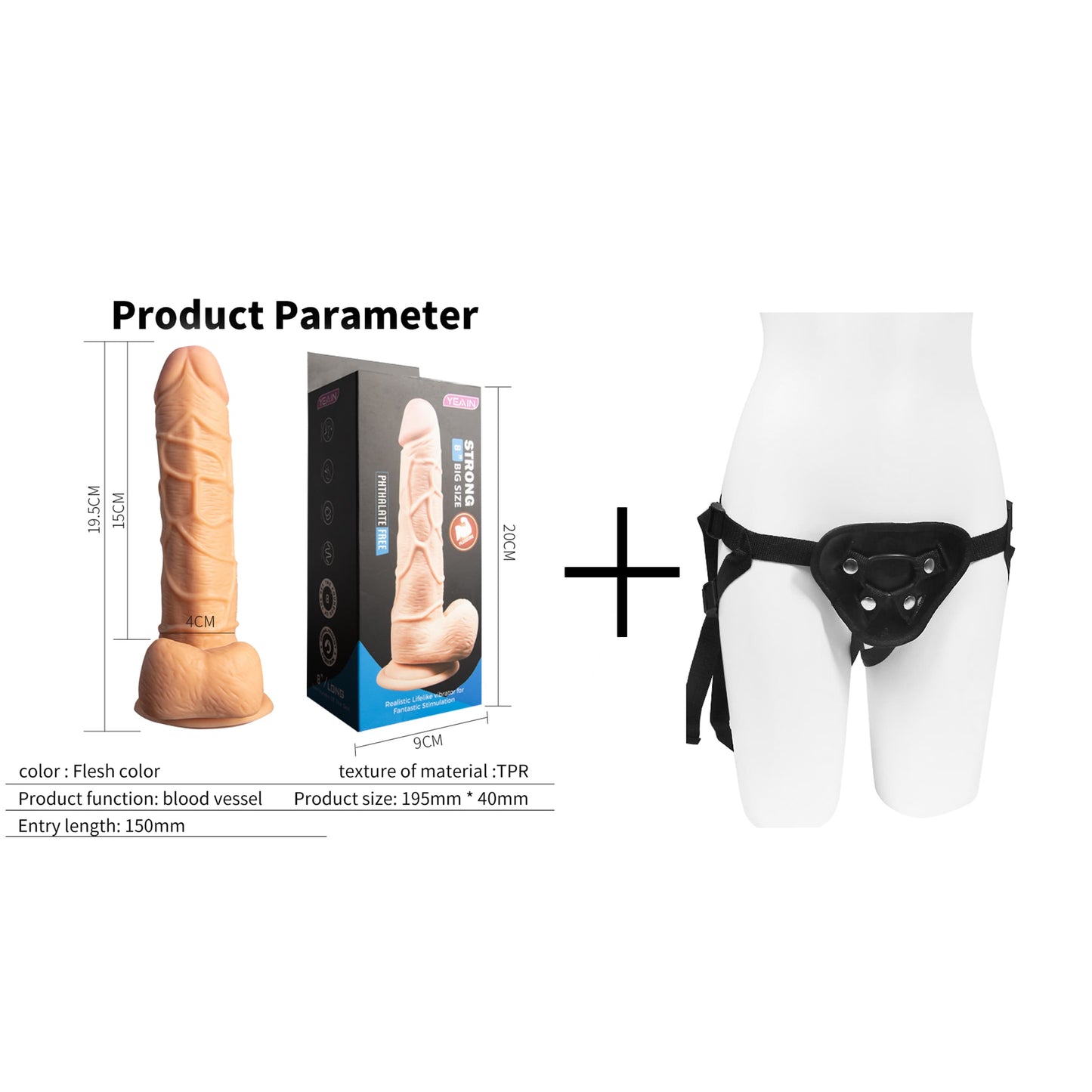 Super Realistic Silica Gel Flexible Dildo With Scrotum