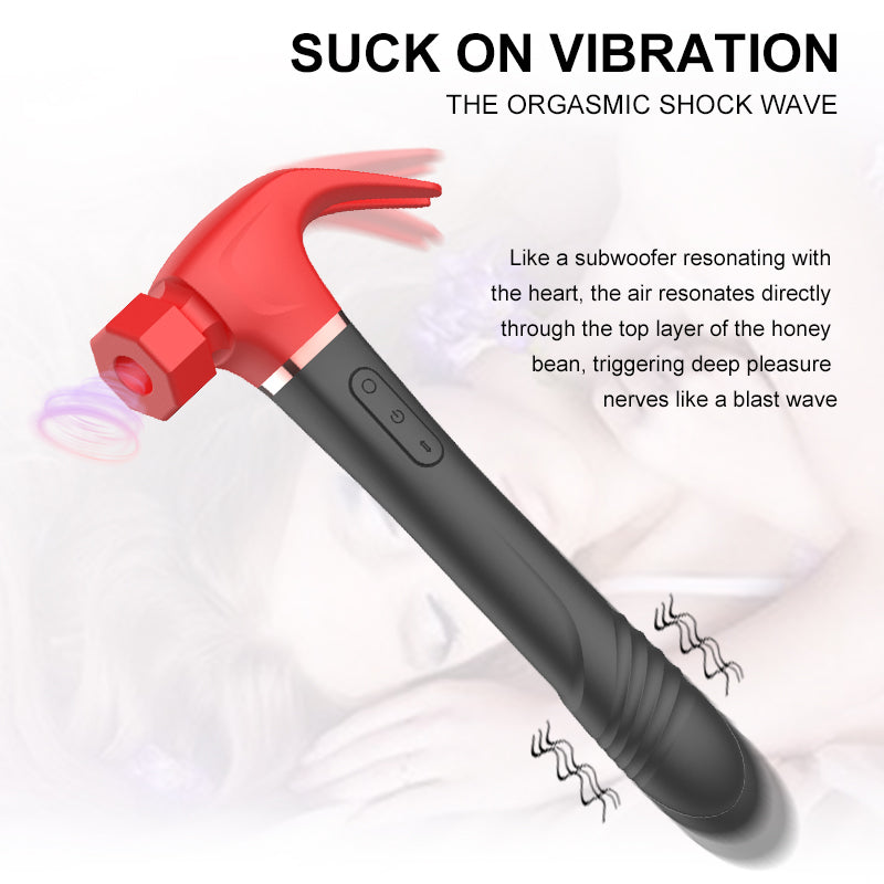 Hammer Shape Sucking Vibrating Thrusting Beating 4 In 1 Dildo