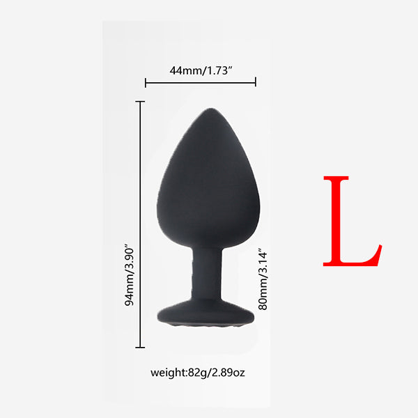 High Quality Black Silicone With White Diamond Anal Plug