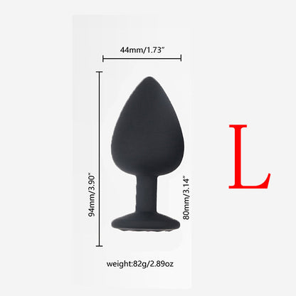 High Quality Black Silicone With White Diamond Anal Plug