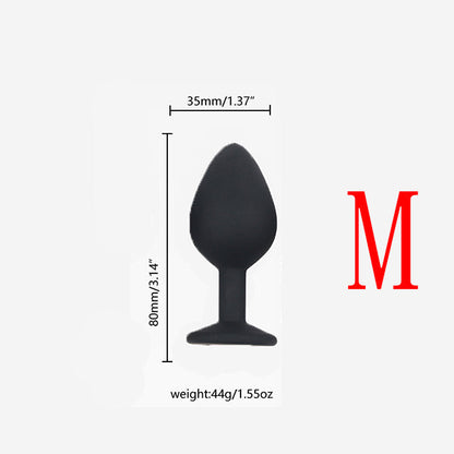 High Quality Black Silicone With White Diamond Anal Plug