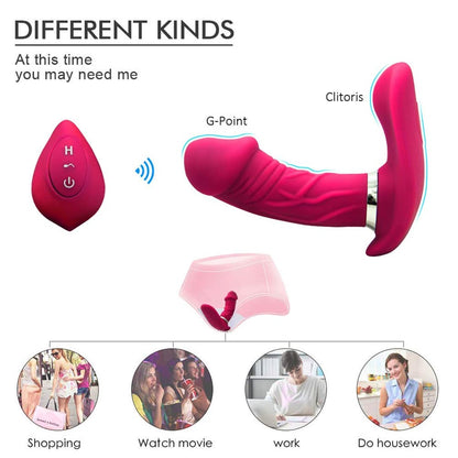 Remoted G Point Clitoris Stimulating Panty Vibrating Dildo