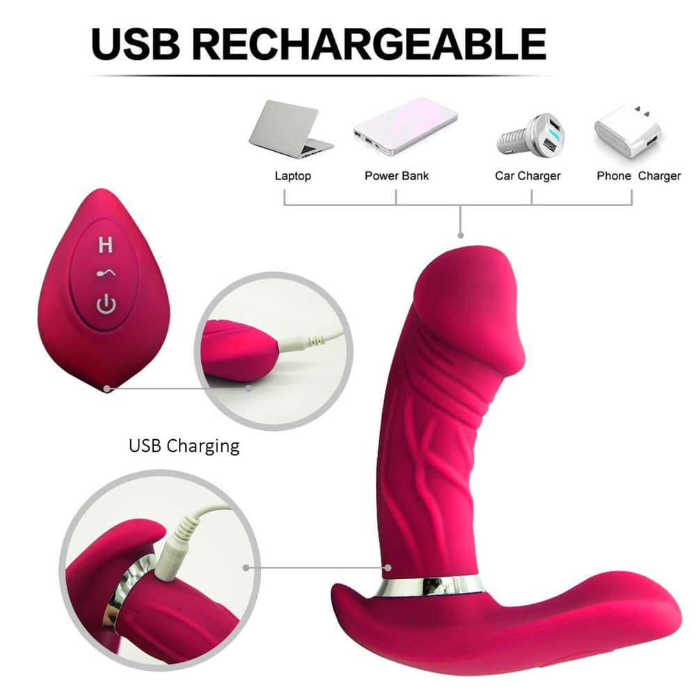 Remoted G Point Clitoris Stimulating Panty Vibrating Dildo