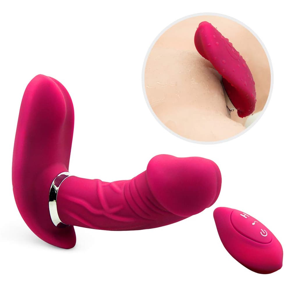 Remoted G Point Clitoris Stimulating Panty Vibrating Dildo