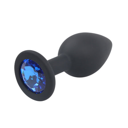 High Quality Black Silicone With White Diamond Anal Plug