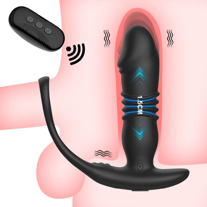 All-Round Stimulation Anal Vibrator With Elastic Cock Ring