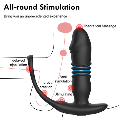 All-Round Stimulation Anal Vibrator With Elastic Cock Ring