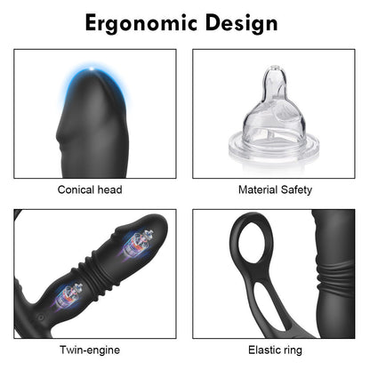 All-Round Stimulation Anal Vibrator With Elastic Cock Ring