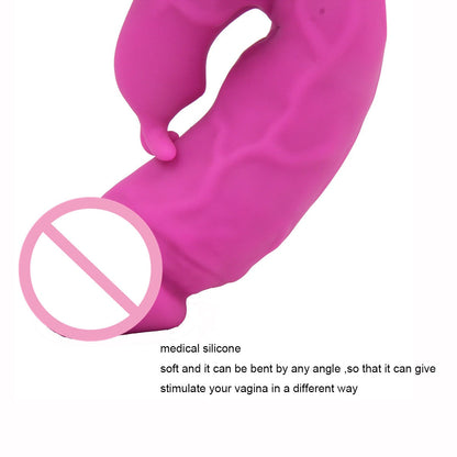 Rabbit Ears Waterproof Silicone Penis Shape Vibrator