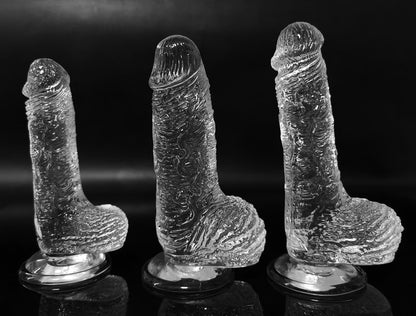 Crystal Dildo With Realistic Scrotum And Suction Stand