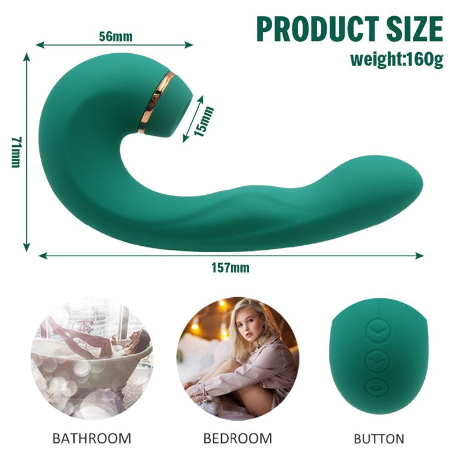 Green Emerald Strong Pulsating Vibrating Sucking Stimulator