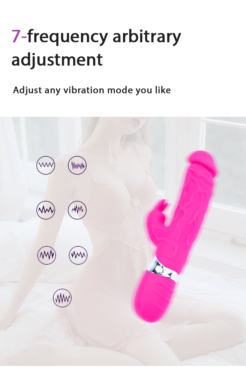 Rabbit Ears Waterproof Silicone Penis Shape Vibrator