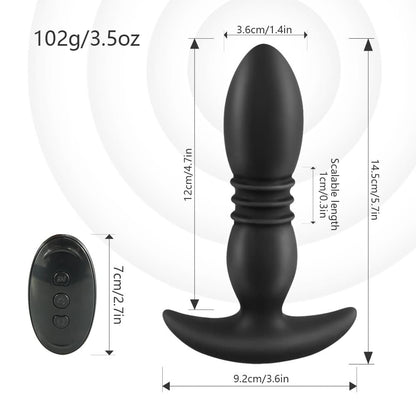 Remoted Telescopic Vaginal Anal Thrusting Vibrating Plug