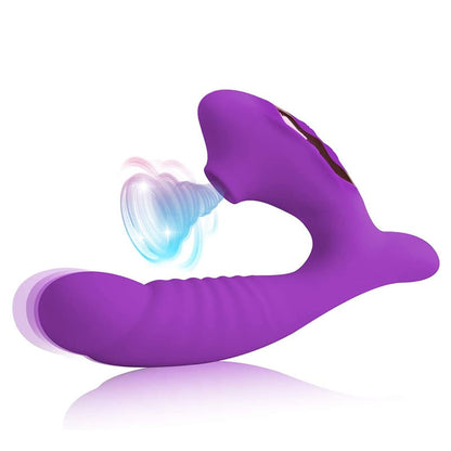 Super Silent 2 In 1 Textured Shape Dildo Sucking Vibrator