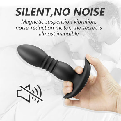 Remoted Telescopic Vaginal Anal Thrusting Vibrating Plug