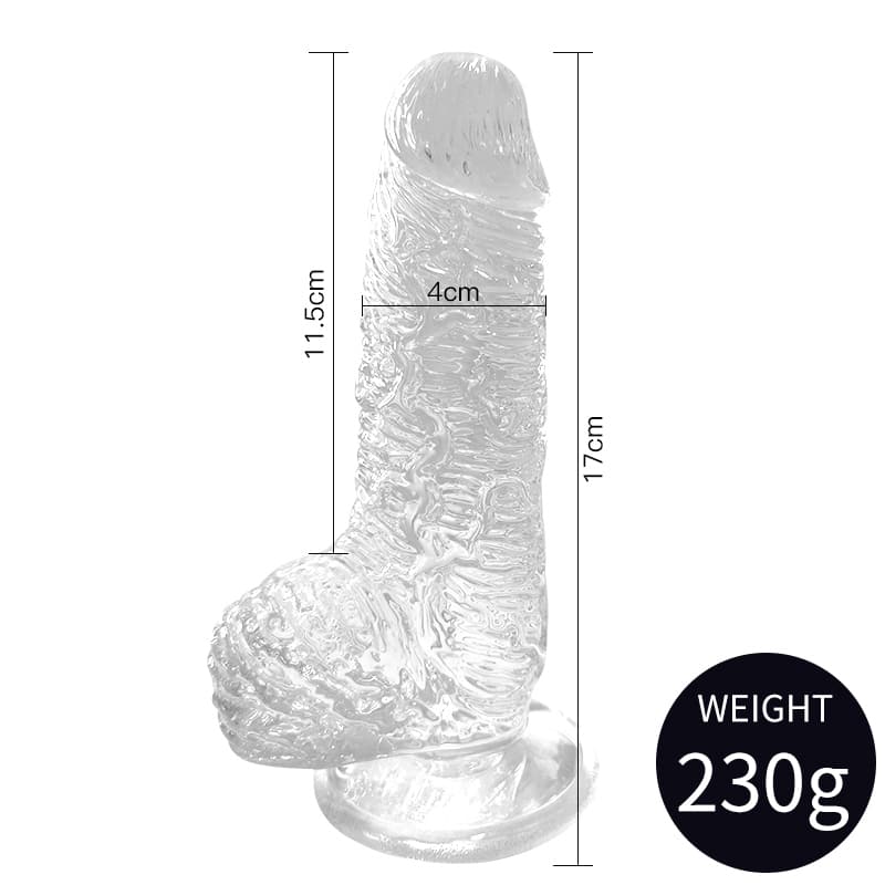 Crystal Dildo With Realistic Scrotum And Suction Stand