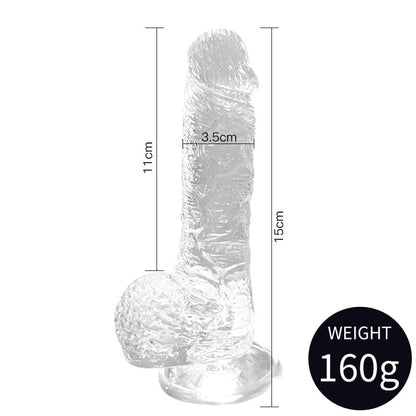 Crystal Dildo With Realistic Scrotum And Suction Stand