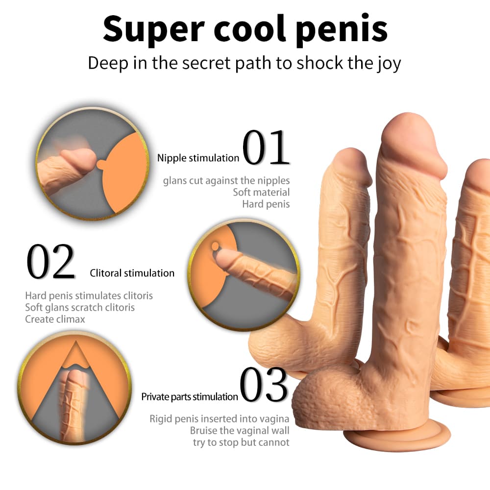 Super Realistic Silica Gel Flexible Dildo With Scrotum