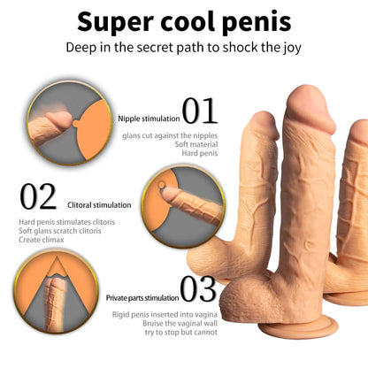 Super Realistic Silica Gel Flexible Dildo With Scrotum