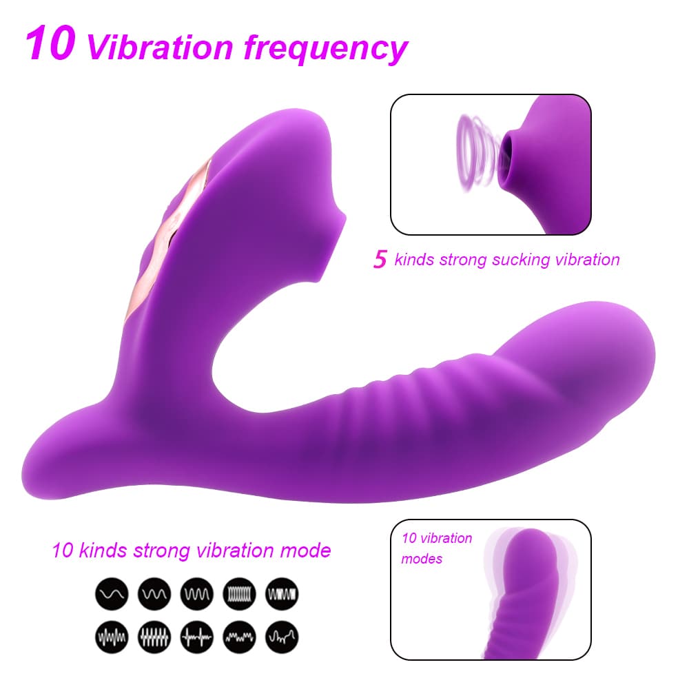 Super Silent 2 In 1 Textured Shape Dildo Sucking Vibrator