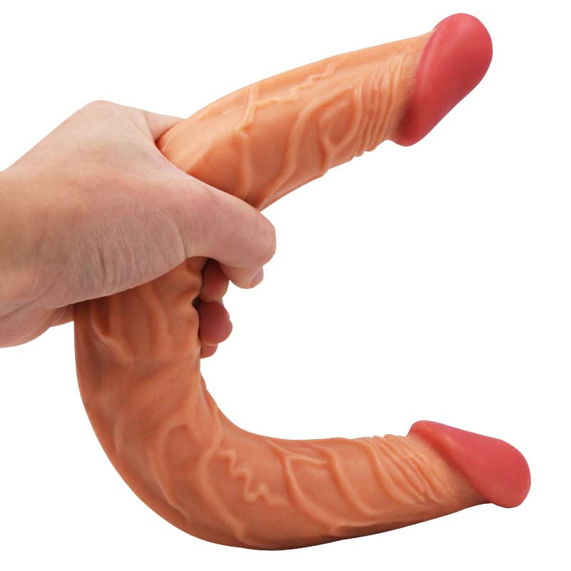 Skin Color Realistic Dual Penis And Glans Silicone Dildo