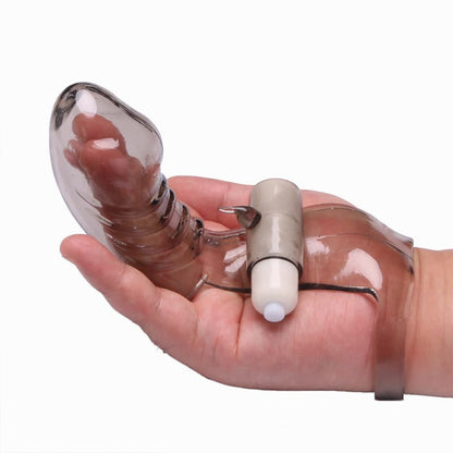 Transparent G Point Massage Finger Sleeve With Vibrator