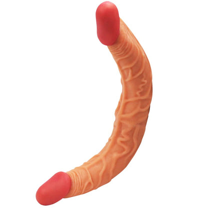 Skin Color Realistic Dual Penis And Glans Silicone Dildo