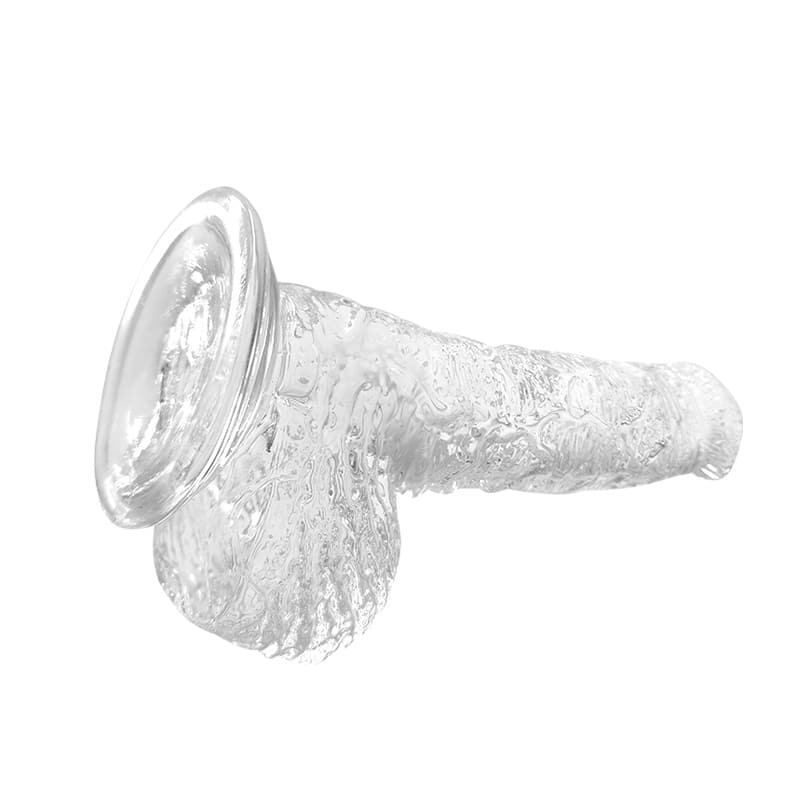 Crystal Dildo With Realistic Scrotum And Suction Stand