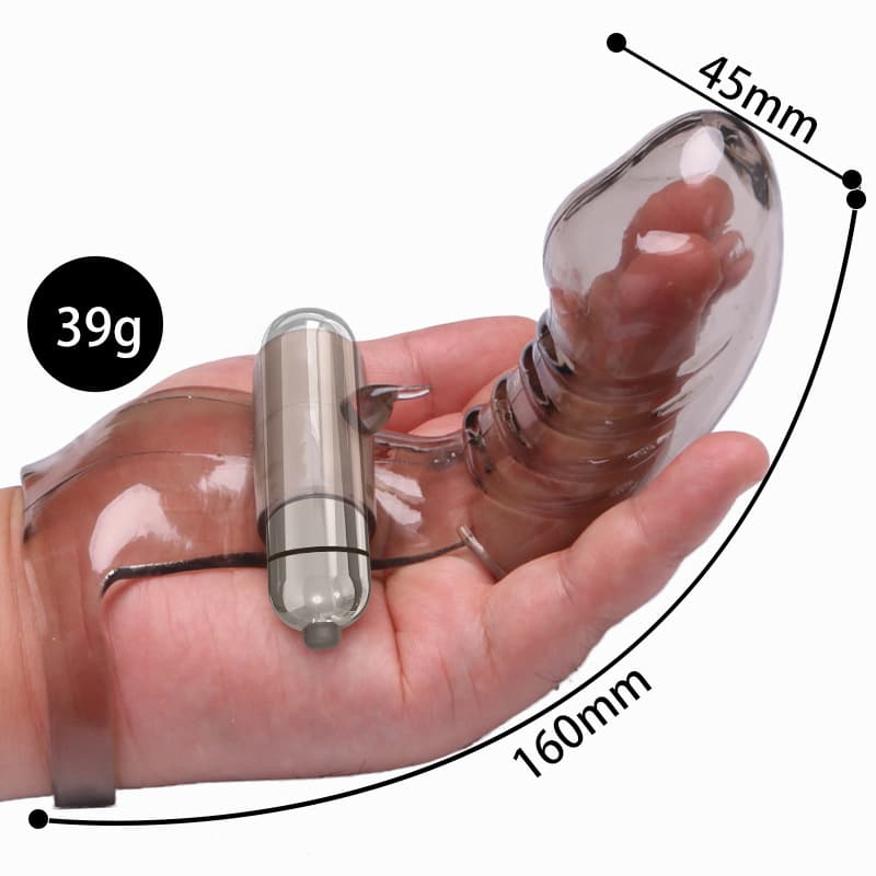 Transparent G Point Massage Finger Sleeve With Vibrator