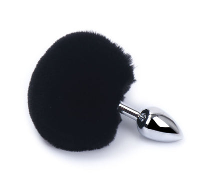 Round Artificial Feather Rabbit Cosplay Metal Anal Plug Tail